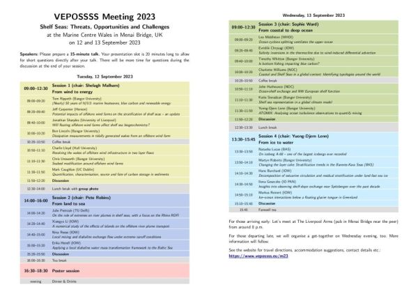 Schedule of the VEPOSSSS Meeting 2023